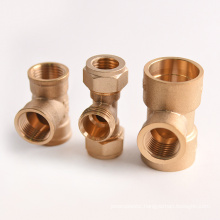 Wholesale High Quality 3 Way Forged Brass Equal Union Tee Pex Pipe Fitting Compression Water Pipe Fittings Compression Nickeled
